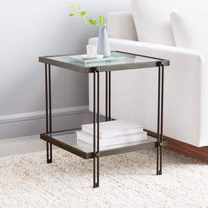 Table d'appoint tendance pour la décoration de la maison, couleur noire, meubles d'intérieur au Design moderne, Table en métal et en verre pour le thé et le café - Product Image 5