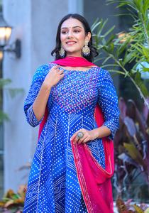 Kurta Anarkali de Algodón de Verano, Diseño Clásico, Corte en A, Largo hasta la Rodilla, con Pantalón y Dupatta, para Niñas y Mujeres - Product Image 5