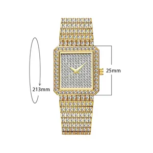 Reloj de diamantes con logotipo personalizado Servicio OEM disponible para regalos de negocios Caja de acero inoxidable con diamantes genuinos Reloj de cuarzo - Product Image 5