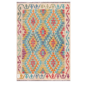 Alfombra Kilim de Maimana, Afganistán, 145 x 102 cm, Juego de Alfombras - Product Image 1