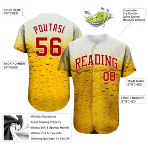 Maillot de baseball personnalisé à deux boutons et col en V pour équipe de softball unisexe, 100% polyester, séchage rapide, couleur jaune et vert - Product Image 3