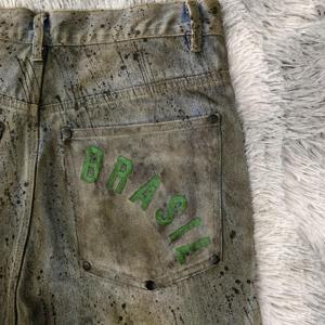 DENIMGUYS 2024 hommes décontracté coton Denim Shorts personnalisé peint à la bombe déchiré jean plat avant en détresse lavé boue respirant - Product Image 6