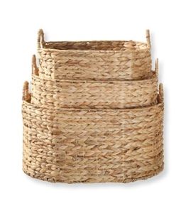 Grand panier de rangement ovale rond et durable en jacinthe d'eau rustique Paniers à linge naturels à la mode et écologiques pour salle de bain et cuisine - Product Image 2