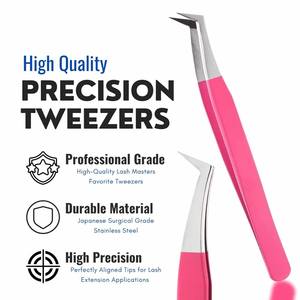 Pinces à cils en acier inoxydable, couleur personnalisée, pointe incurvée en fibre, pinces à extensions de beauté - Product Image 2