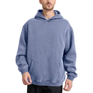 Haute qualité personnalisable hommes élégant lavage à l'acide sweat à la mode confort en détresse à capuche brodé techniques pour l'hiver - Product Image 4
