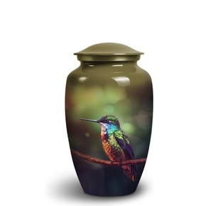 Urna de metal de tamaño personalizado de colibrí para cenizas de adultos, urna funeraria grande para papá, hombre o mujer para entierro o servicio conmemorativo - Product Image 1