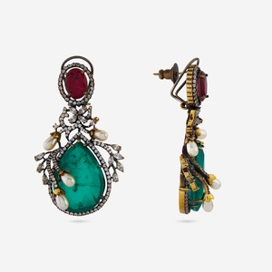 Boucles d'oreilles pendantes en zircon, style vintage et tendance, design goutte d'eau et pompon, plaqué or, alliage de zinc, pour fête ou cadeau - Product Image 4