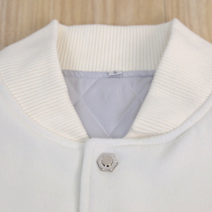 Vestes Varisty en laine manches en cuir véritable personnalisées vestes universitaires universitaires de baseball blanc pour hommes - Product Image 4