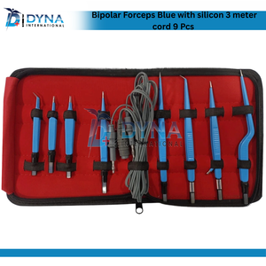 Juego de pinzas de bayoneta bipolar europea de 9 piezas | Recubrimiento azul de calidad superior | Con Cable de silicona - Product Image 4