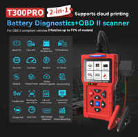 TopDiag T300 Pro 2 en 1 OBD2 escáner profesional de coche probador de batería herramienta de diagnóstico lector de código de falla del motor comprobar la luz del motor