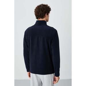 เสื้อสเวตเชิ้ตผ้าฟลีซคอตั้งสีน้ำเงินกรมท่าสำหรับผู้ชาย Air Jones เสื้อพูลโอเวอร์โพลีเอสเตอร์อุ่นๆ สำหรับใส่ลำลองในฤดูหนาวและฤดูใบไม้ร่วง - Product Image 5