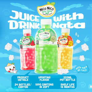 Zumo de sandía Nawon con Nata De Coco 320ml Bebida de frutas con sabor en botella Suministro al por mayor - Product Image 3