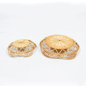 ชุดถาดเก็บของหวายตกแต่งลายดอกไม้ขอบหยักสไตล์วินเทจ - Product Image 3