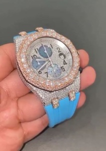 Nouvelle version entièrement glacé Moissanite diamants montre-bracelet Original Hip Hop Style VVS clarté acier verre cadran fenêtre mode - Product Image 5