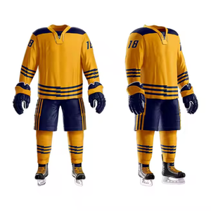 Uniformes unisexes de hockey sur glace avec nom de l'équipe OEM Bon prix pour les vêtements de sport pour adultes disponibles en ensembles uniformes imprimés de hockey sur glace - Product Image 4