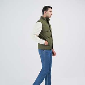 Veste bomber sans manches pour homme tendance en gros, imperméable, respirante, col montant, rembourrage en coton, logo personnalisé, vêtements d'extérieur d'hiver - Product Image 3