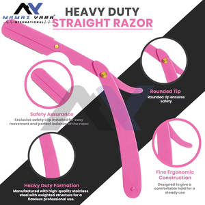 Rasoir droit de barbier en acier inoxydable 100% sûr - Élégance rose pour un toilettage élégant, précision à son summum - Product Image 6