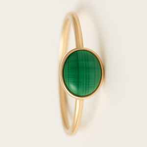 Bague en or 14 carats de haute qualité avec pierre précieuse verte Malachite à la mode excellente pour les femmes et les filles pour les mariages - Product Image 3