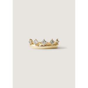 Provence Diamond <b>Crown</b> Ring Stylish Stainless Steel <b>Silver</b> with Gold Rhodium Plating Trendy Geometric Cut Diamond for Engagement - Product Image 1