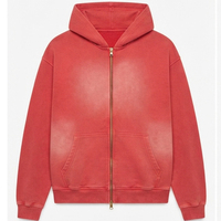 Nouveau de l'usine – Sweats à capuche 100 % coton personnalisés, design délavé au soleil, brodés, zippés, respirants, couleur unie, pour l'automne, service OEM numérique, effet vieilli