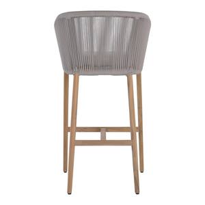 Tabouret de bar moderne en corde tressée pour extérieur, avec structure en teck massif, chaise haute de comptoir avec coussin résistant aux intempéries pour mobilier de patio et de jardin - Product Image 2