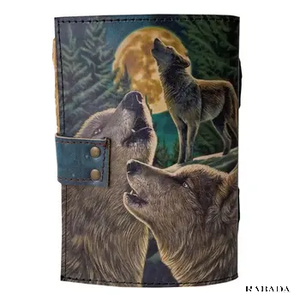 Wolf Leather Printed Style Design Handmade <b>Journal</b> 100 Deckle Edge Vintage Paper Notebook Book of Shadows - Product Image 6