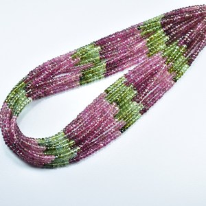 Top Qualité Multi Tourmaline À Facettes Rondelle Perles De Pierres Précieuses Pour La Fabrication De Bijoux 3-4mm Tourmaline Naturelle En Gros Perle En Vrac 13" - Product Image 2