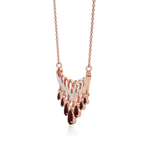 จี้รูปหัวใจมรกตและเพชรประดับด้วยโรเดียมเคลือบโรสโกลด์ - Product Image 3
