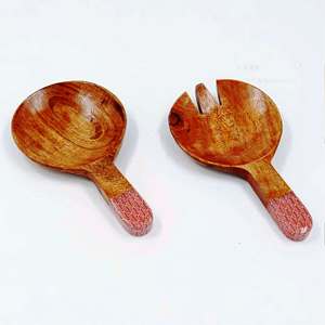 Juegos de cubiertos Servidor de ensalada de madera de acacia Juego de 2 JUEGO DE SERVIDOR DE ENSALADA PRODUCTO INDIO HECHO A MANO TARIFA DE FÁBRICA DISPONIBLE - Product Image 1
