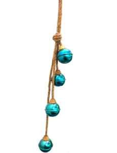 Moderno 45mm turquesa sonrisa corte Gungroo hierro artesanía yute cuerda colgante redondo Navidad decoración del hogar escultura pintura plateada - Product Image 4