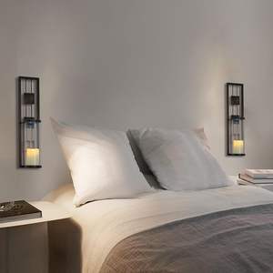 Juego de 2 portavelas de metal para decoración de pared para sala de estar, baño, comedor, soportes de pilar para el hogar - Product Image 3