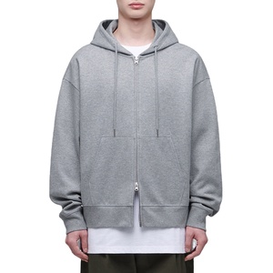 Sweat à capuche zippé de haute qualité avec logo personnalisé, sweat à capuche unisexe à épaules tombantes surdimensionné 100% coton, sweats à capuche vierges - Product Image 1