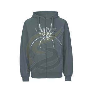 Sudaderas con capucha de invierno a granel unisex, jersey de hombre hecho a medida con estampado de diamantes de imitación, forro polar suave, cremallera gruesa, diseño a precio al por mayor - Product Image 4