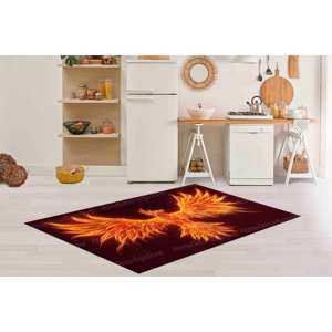 Tapis moderne imprimé Phoenix, motif d'oiseau de feu vibrant, grand tapis d'escalier à motifs, tapis fin non tissé - Product Image 5