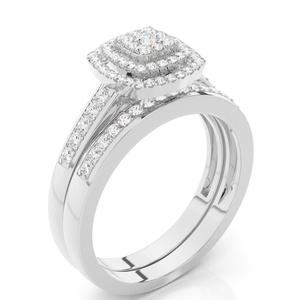 2025 Venta caliente nuevo Micro Pave Set corte redondo diamante Natural compromiso de lujo joyería de moda anillo de racimo con banda a juego - Product Image 2