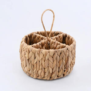 Wholesale <b>water</b> hyacinth kitchen utensil organizer eco-friendly weave cutlery caddy <b>containers</b> - Product Image 4
