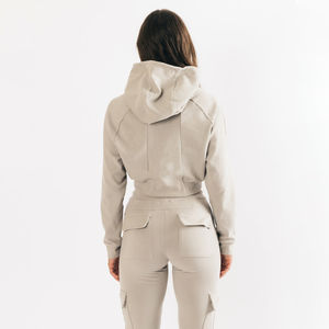 2025 nuevo estilo Casual Wear señoras sudaderas mangas completas a juego con cordón Crop Hoodie para mujeres - Product Image 4