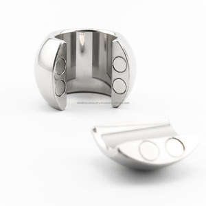 Anneau de pénis ovale magnétique en acier inoxydable pour étirement du scrotum et des testicules, dispositif CBT, jouet sexuel pour homme transgenre - Product Image 1