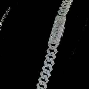 Chaîne à maillons cubains Moissanite 14mm Cadeau d'anniversaire et de fête pour homme Style Hip Hop glacé plaqué rhodium en argent sterling 925 - Product Image 2