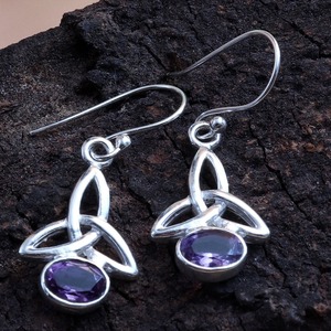 Best Designer <b>Earrings</b> Amethyst Gemstone 925 Solid <b>Sterling</b> <b>Silver</b> <b>Earrings</b> for Women and Girls <b>Dangle</b> <b>Earrings</b> <b>Silver</b> Jewelry - Product Image 2