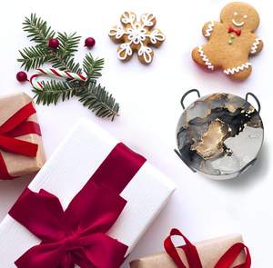 Round Wood Marble <b>Coaster</b> Set Custom Engraved Personalized Modern Creative Round - Product Image 3