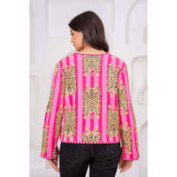 Blouson Bomber Matelassé Léger en Coton Rose pour Femme, Col à Capuche en Satin, Motif Floral, Doux, Grande Taille, Imprimé à la Main, Printemps