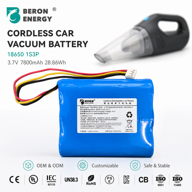 Factory OEM Lithium Ion Battery Pack 3.7V 7800mAh 18650 1S3P Rechargeable for Cordless Vacuum Car Vacuum Desktop Vacuum