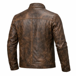Vintage <b>Brown</b> <b>Leather</b> Motorcycle <b>Jacket</b> Premium Quality Stylish Durable Windproof Eco-Friendly 3D Embroidery for Unisex Fashion - Product Image 3