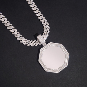 Colgante Octagonal de Moissanita en Blanco, Colgante Personalizado con Incrustaciones, Color D VVS, Collar Hip Hop, Plata 925, Grabado de Logotipo, OEM, Venta al por Mayor - Product Image 1
