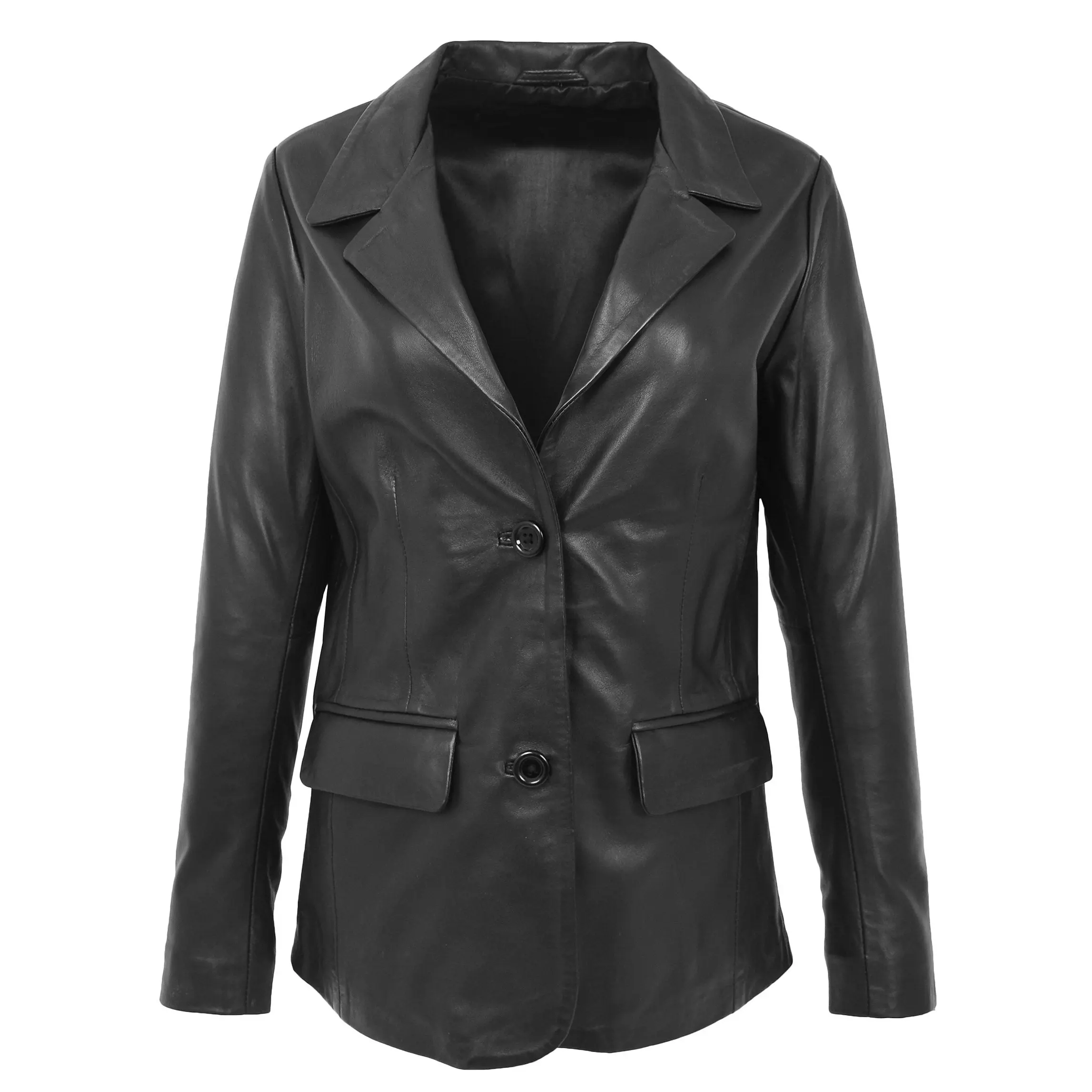 Mantel kulit hitam untuk wanita 2023 mobil baru gaya modis jaket kulit domba asli
