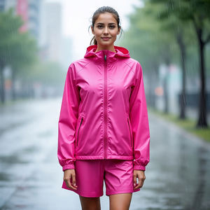 Randonnée coupe-vent Shorts ensembles femmes pluie imperméable manteau Streetwear fermeture éclair capuche veste coupe-vent Shorts ensemble dames - Product Image 2