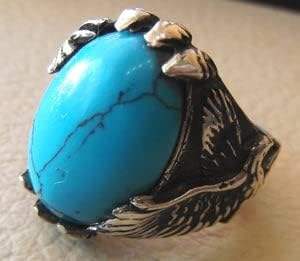 Anillo de Plata de Ley 925 con Turquesa Natural, Piedra Natal de Diciembre, Joyería para el Día del Padre, Novedad al por Mayor - Product Image 3