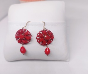 Ethnic Style Metal Designer <b>Red</b> <b>Earrings</b> with <b>Red</b> Stones Attached Intricate Design Beautiful <b>Earrings</b> - Product Image 2