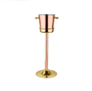 Stainless Steel Wine Ice <b>Bucket</b> Copper Gold Finishing with Tall <b>Stand</b> Portable <b>Champagne</b> Cooler for Restaurants Events - Product Image 1